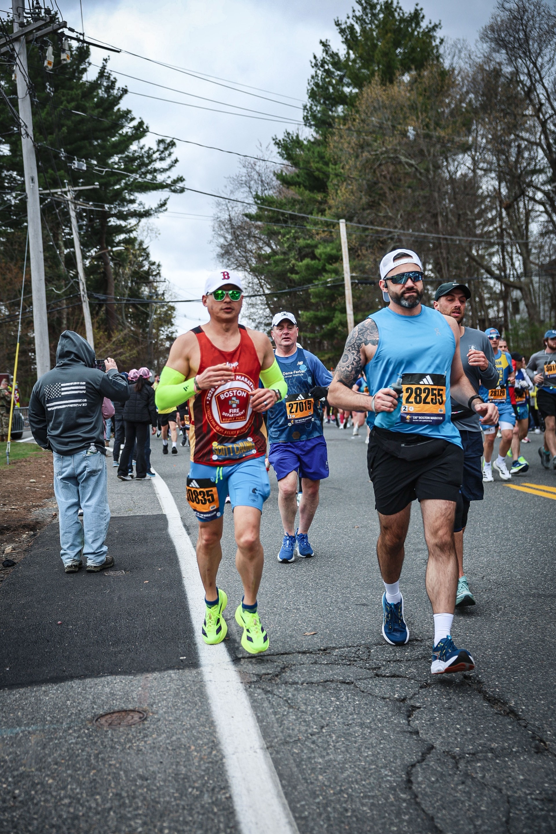 Mike running with fellow Boston Marathon competitors