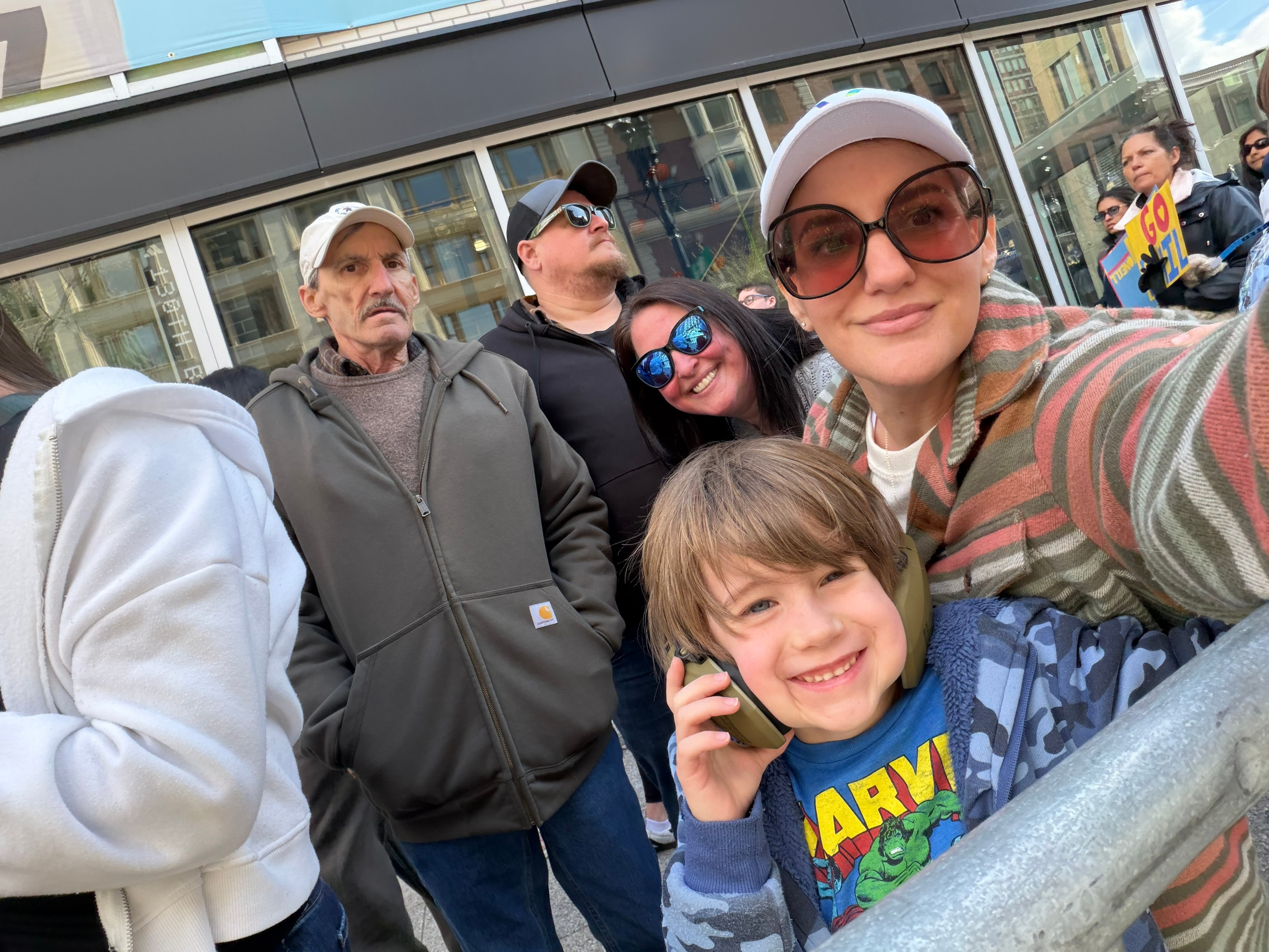 Paul Lazdowsky with family at the Boston Marathon
